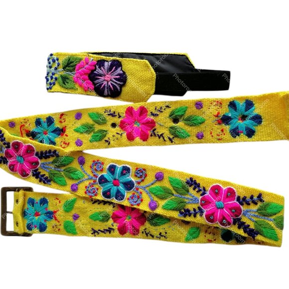 Multicolor Wool Fabric Headband Belt Set Ayacucho
